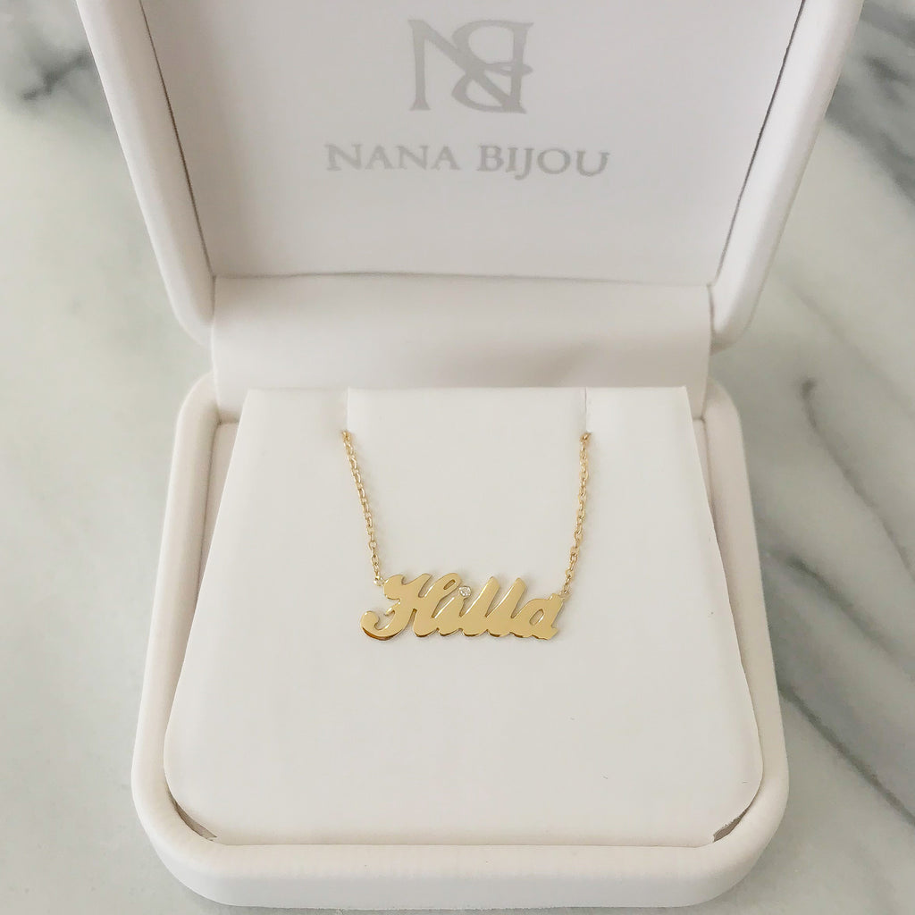 14K Gold Cursive Font Snake Initial Charm Pendant – Nana Bijou