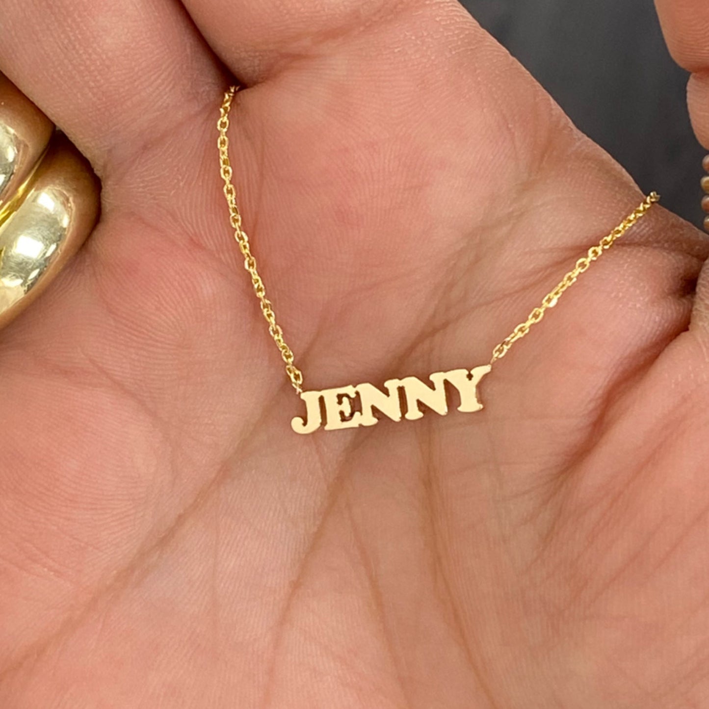 14K Gold Baby Nameplate Necklace ~ Block, Old English or Script Font