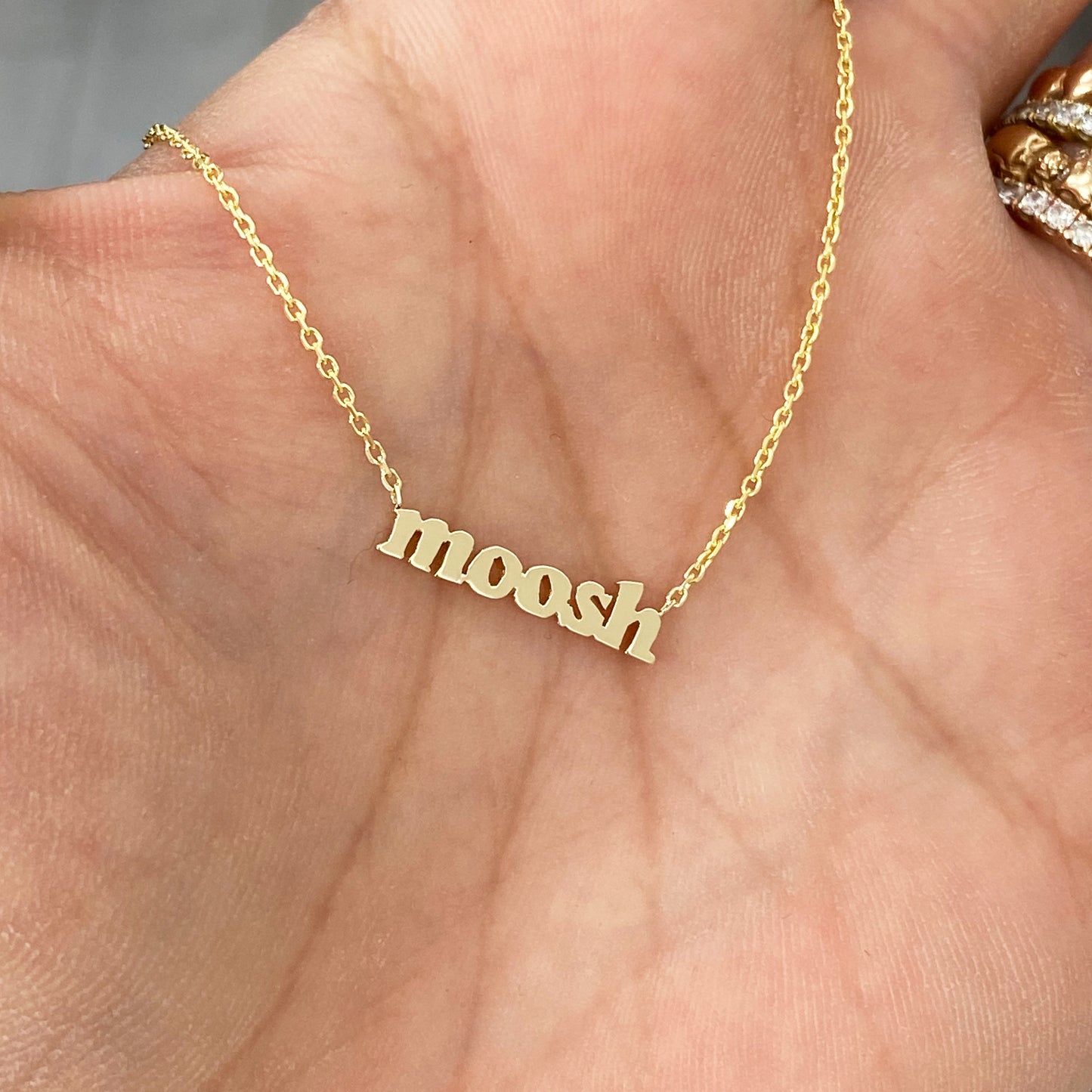 14K Gold Baby Nameplate Necklace ~ Block, Old English or Script Font