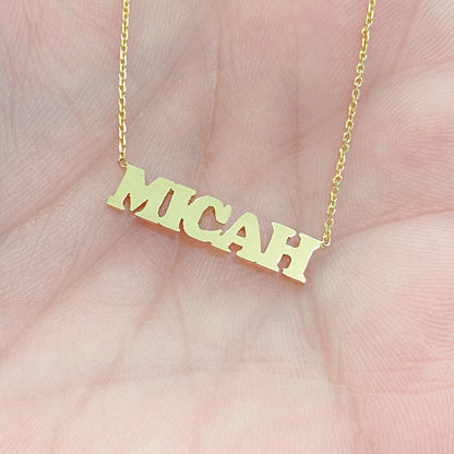 14K Gold Baby Nameplate Necklace ~ Block, Old English or Script Font