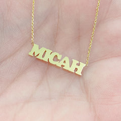 14K Gold Baby Nameplate Necklace ~ Block Font