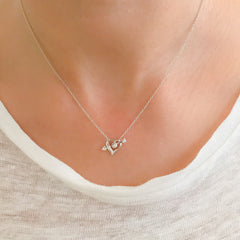 14K Gold Diamond XS Pierced Arrow Heart Necklace