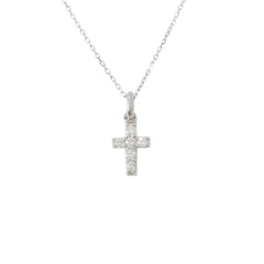 14K Gold Pavé Diamond Small Cross Necklace