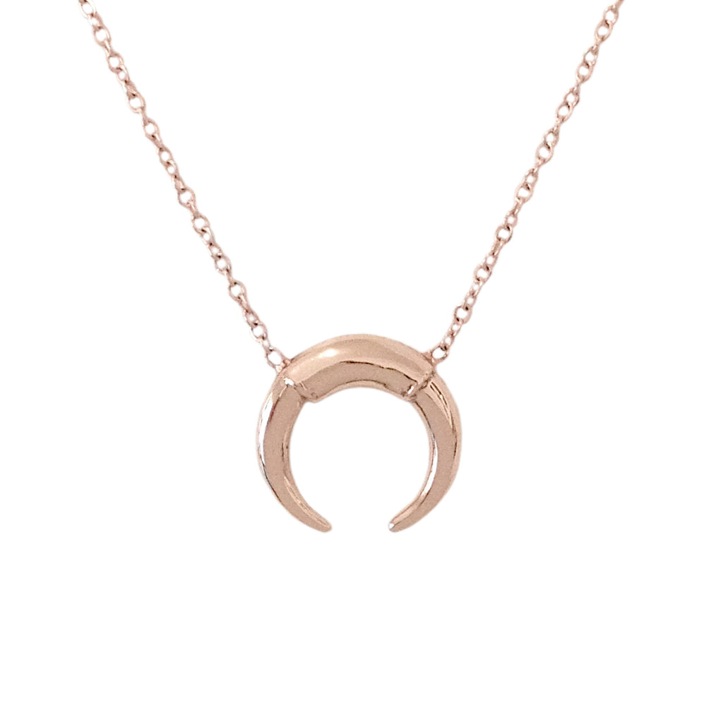 14K Gold Double Horn Necklace