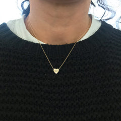14K Gold Diamond Starburst Heart Necklace, Small Size