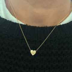14K Gold Diamond Starburst Heart Necklace, Small Size