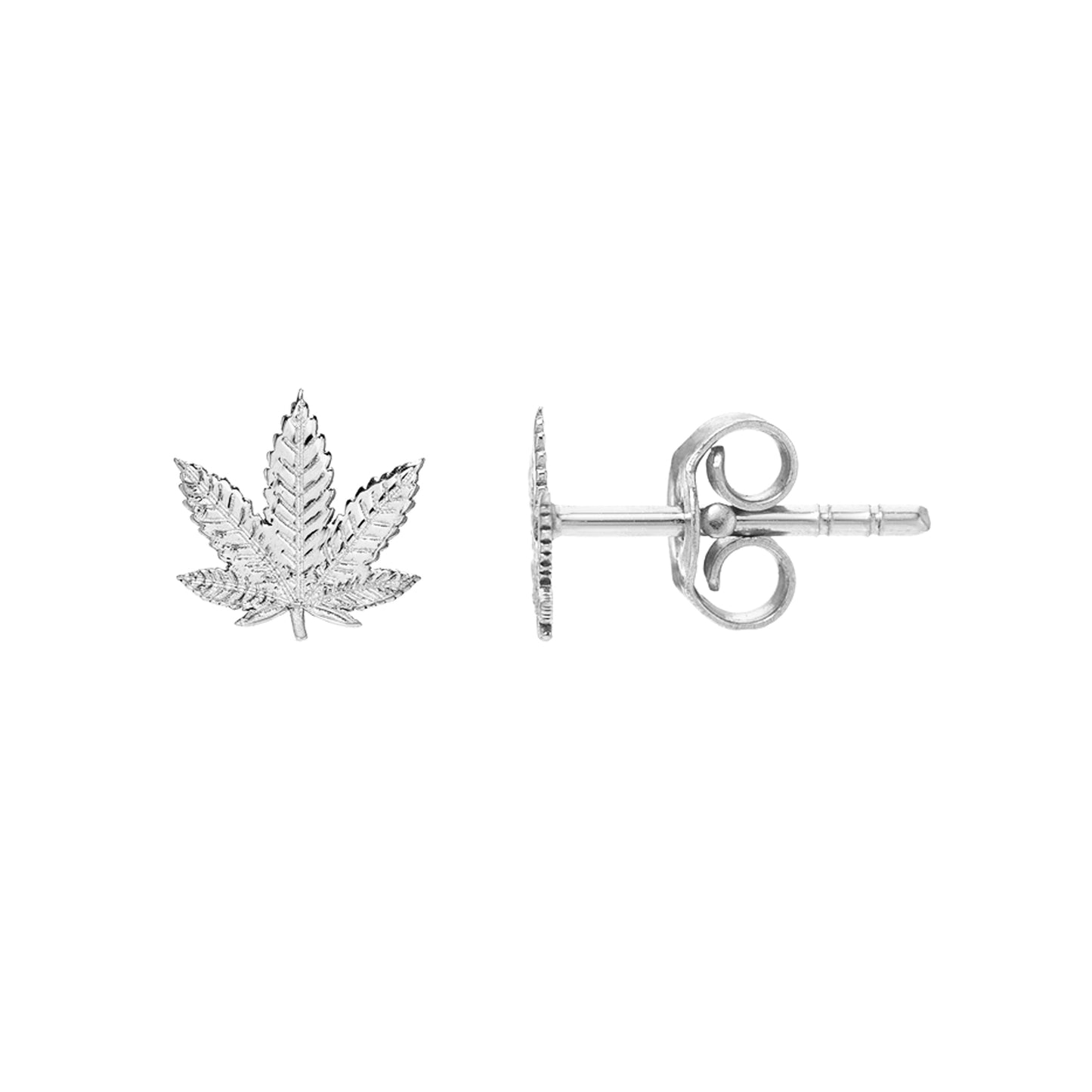 14K Gold Marijuana Leaf Stud Earrings ~ Small Size