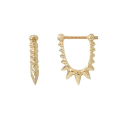 Spike Collection: 14K Gold Spike Huggie Hoop Earrings, Small Size