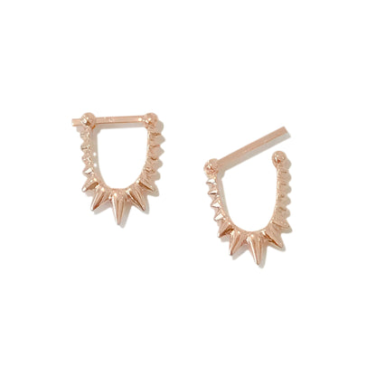 Spike Collection: 14K Gold Spike Huggie Hoop Earrings, Small Size