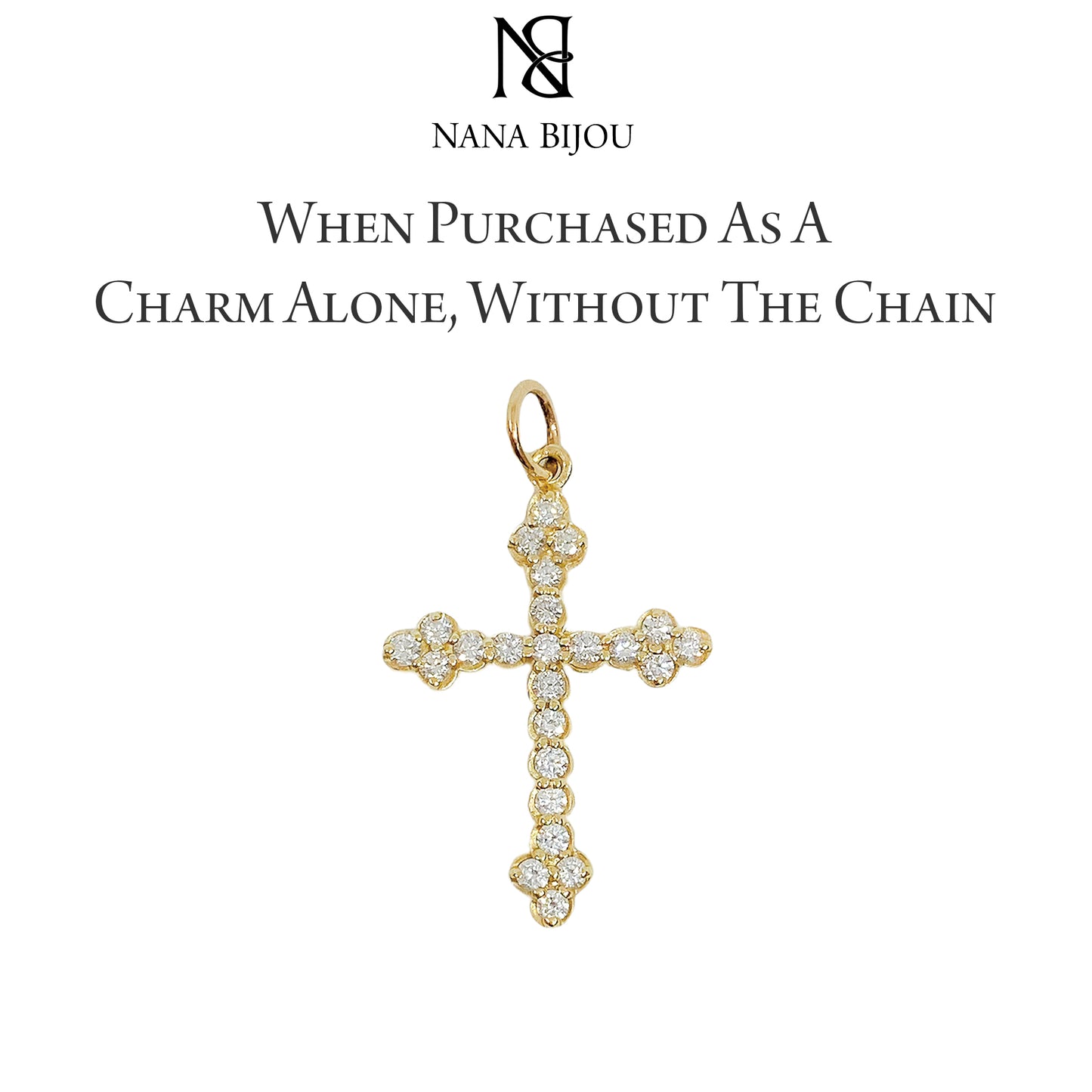 14K Gold Diamond Gothic Trinity Cross Necklace ~ Small Size