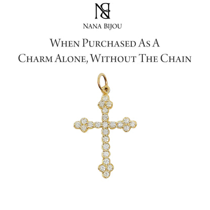 14K Gold Diamond Gothic Trinity Cross Necklace ~ Small Size