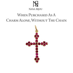 14K Gold Ruby Gothic Trinity Cross Necklace ~ Small Size