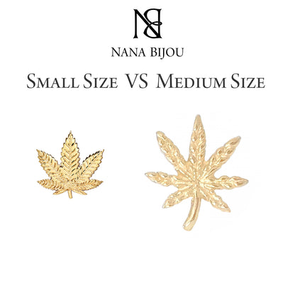 14K Gold Marijuana Leaf Stud Earrings ~ Small Size