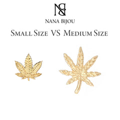 14K Gold Marijuana Leaf Stud Earrings ~ Small Size
