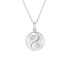 14K Gold Diamond Heart Yin Yang Pendant Necklace ~ Small Size