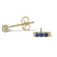 14K Gold XS Pavé Sapphire Bar Stud Earrings