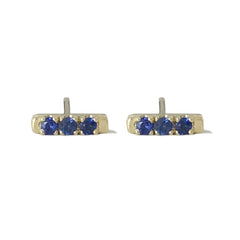 14K Gold XS Pavé Sapphire Bar Stud Earrings