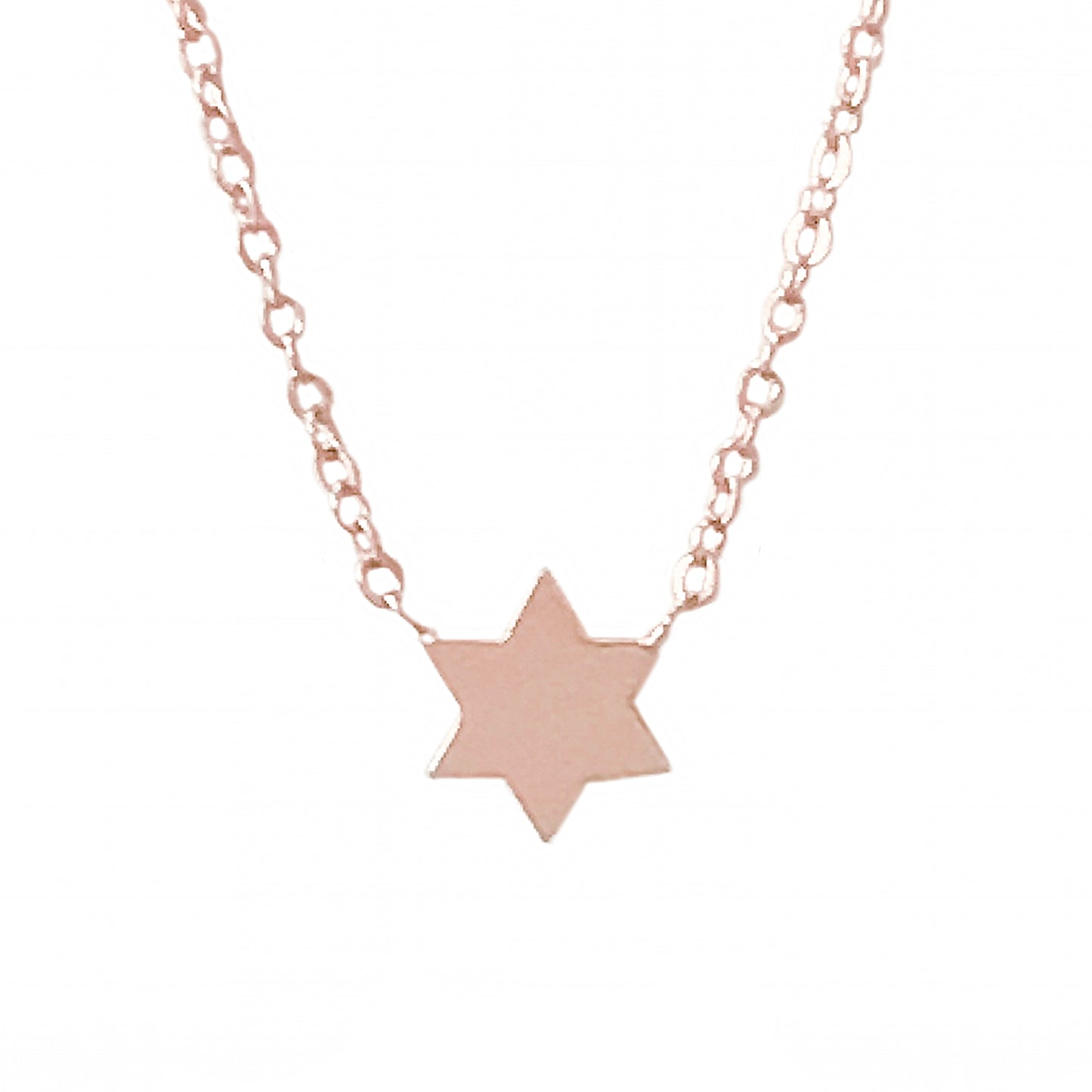 14K Gold Tiny Star of David Charm Pendant Necklace