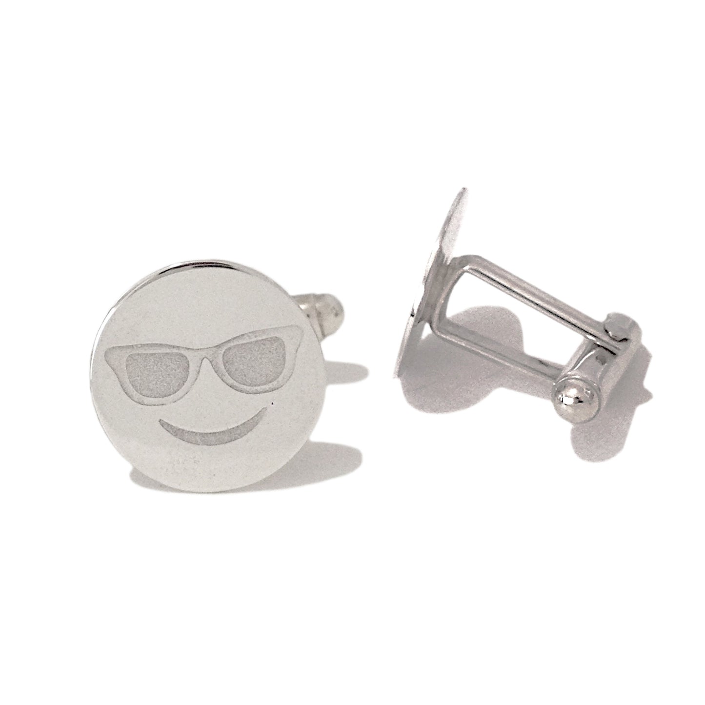 Sterling Silver Sunglasses Emoji Smiley Face Cufflinks