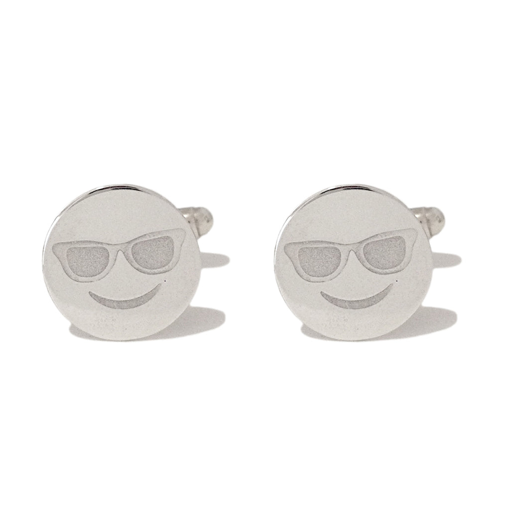 Sterling Silver Sunglasses Emoji Smiley Face Cufflinks
