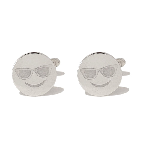 Sterling Silver Sunglasses Emoji Smiley Face Cufflinks