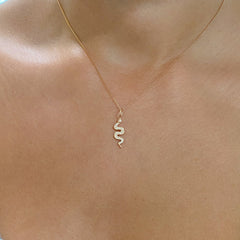 14K Gold Pavé Diamond Swivel Snake Necklace