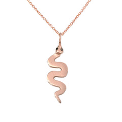 14K Gold Swivel Snake with Black Diamond Eyes Necklace