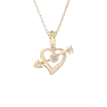 14K Gold Diamond XS Pierced Arrow Heart Necklace