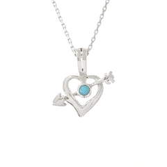 14K Gold Turquoise Pierced Arrow Heart Necklace