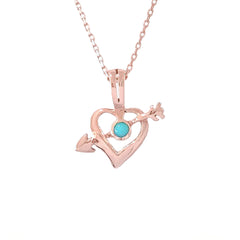 14K Gold Turquoise Pierced Arrow Heart Necklace