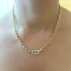 14K Gold Diamond Thick Oval Link Necklace ~ Small Size Links