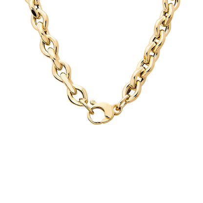 14K Gold Thick Marquise Diamond Cut Link Necklace