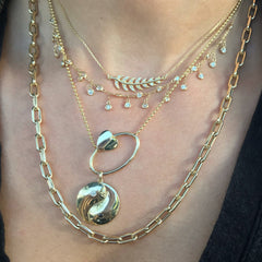14K Gold Pavé Diamond Leaf Necklace ~ In Stock!