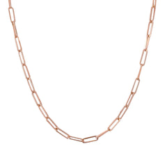 14K Gold Thin Elongated Oval Link Chain Necklace, Large Size Link