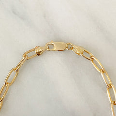 14K Gold Turquoise Thick Oval Link Bracelet