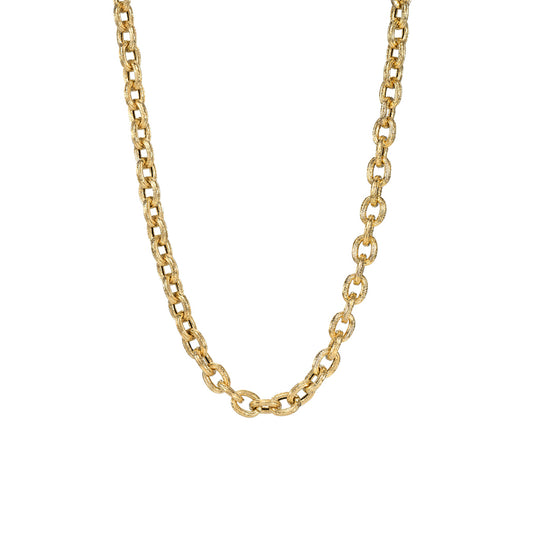 14K Gold Rustic Thick Oval Link Necklace, Small Size Links