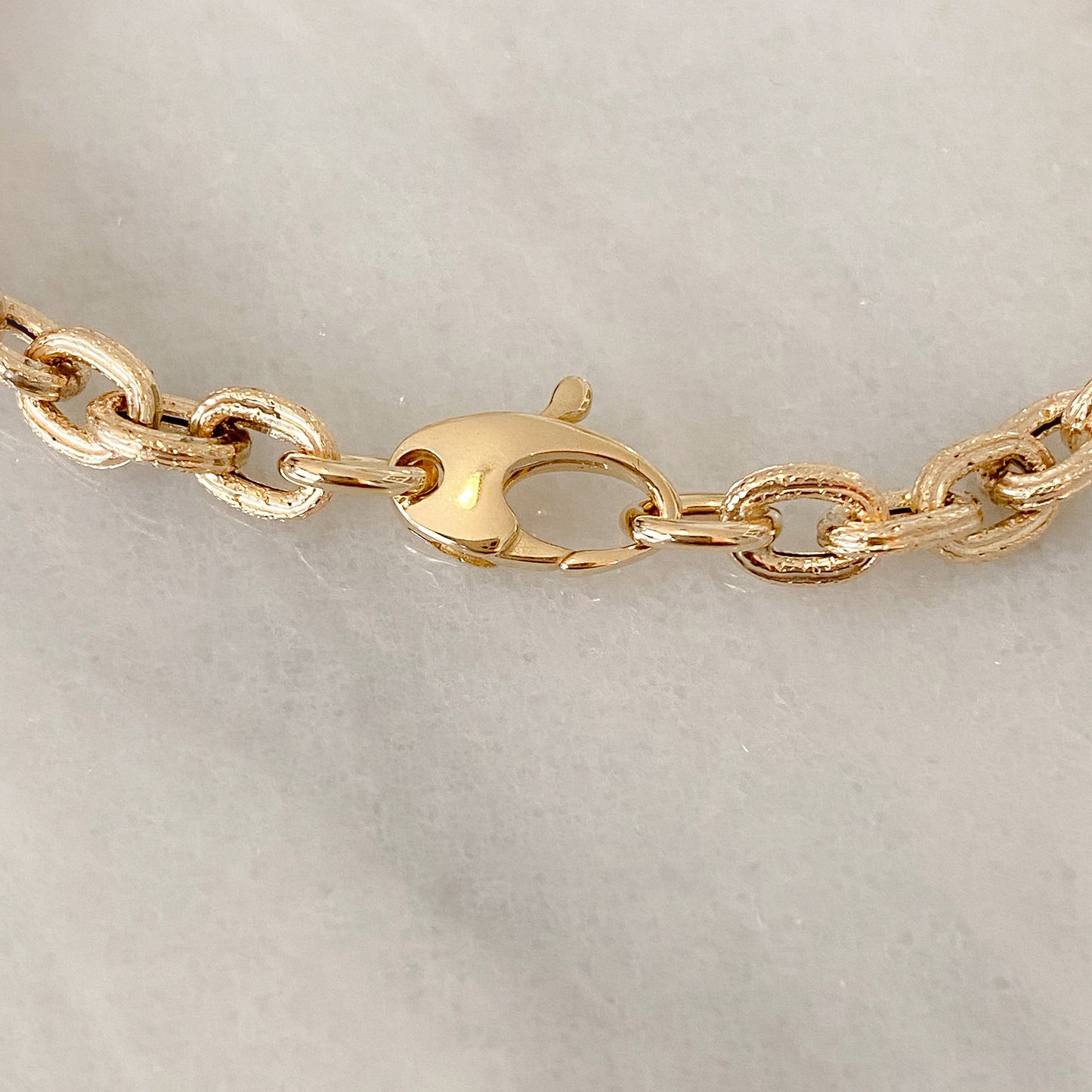 14K Gold Rustic Thick Oval Link Bracelet, Small Size Links ~ In Stock!