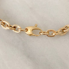 14K Gold Rustic Thick Oval Link Bracelet, Small Size Links