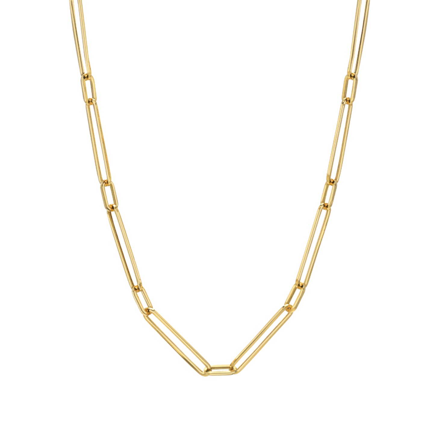 14K Gold Alternating 1 to 1 Elongated Oval Link Chain Necklace, Large Size