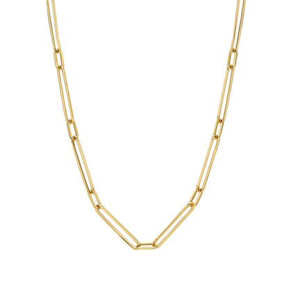 14K Gold Alternating 1 to 1 Elongated Oval Link Chain Necklace, Large Size