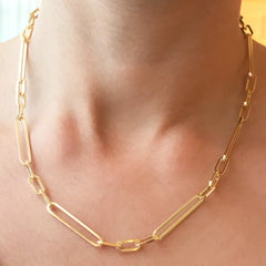 14K Gold Alternating 3 to 1 Elongated Oval Link Chain Necklace, Large Size ~ In Stock!