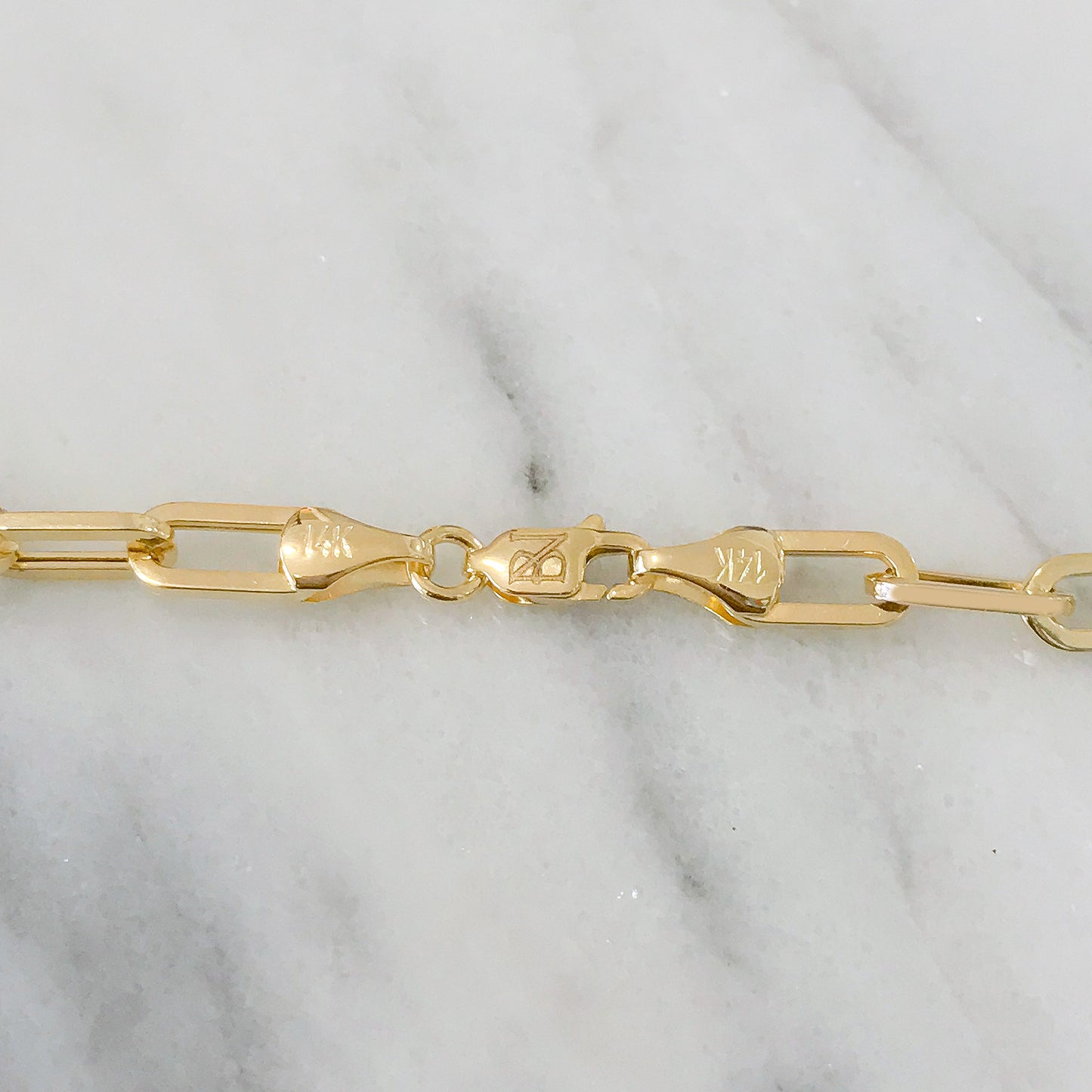 14K Gold Alternating 3 to 1 Elongated Oval Link Chain Necklace, Large Size