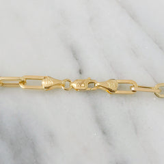 14K Gold Alternating 3 to 1 Elongated Oval Link Chain Bracelet, Large Size Links