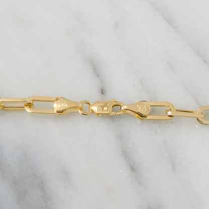 14K Gold Alternating 3 to 1 Elongated Oval Link Chain Necklace, Small Size