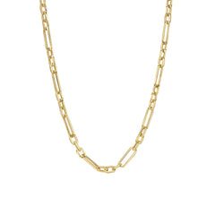 14K Gold Alternating 3 to 1 Elongated Oval Link Chain Necklace, Small Size