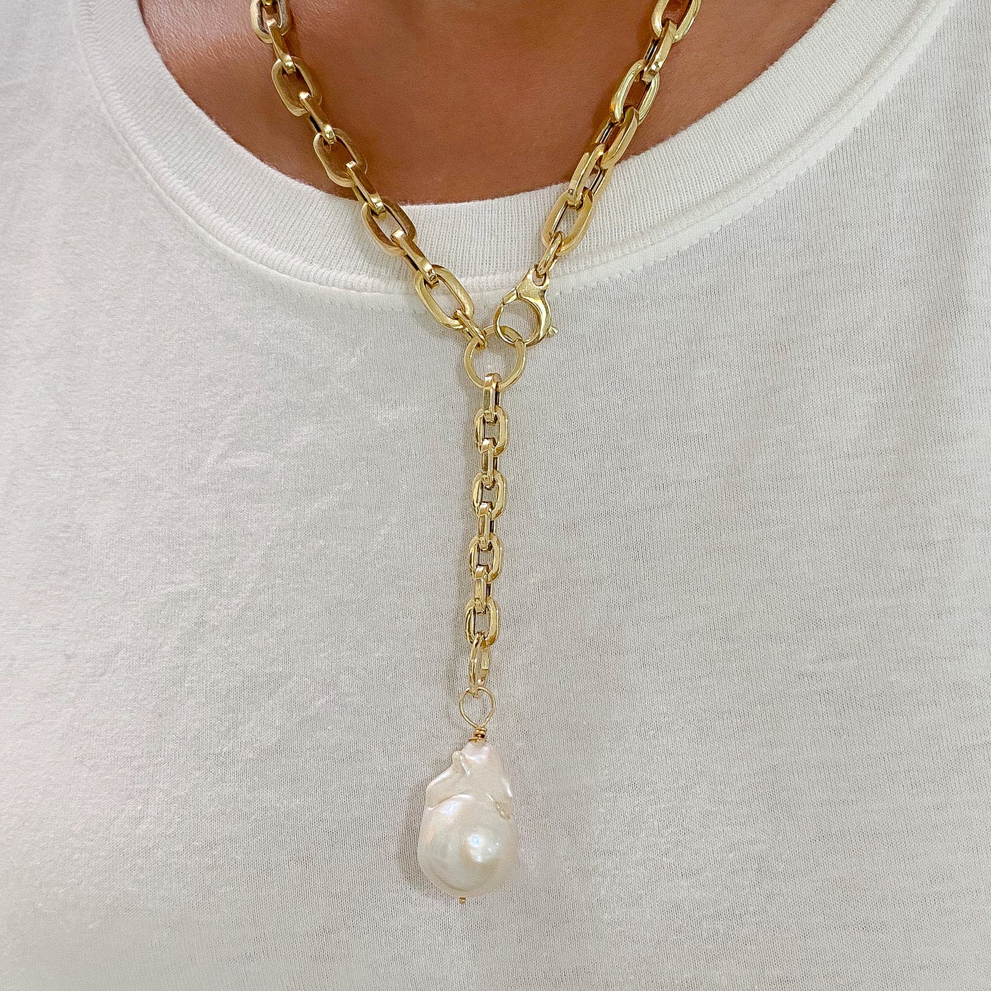 14K Gold Baroque Fireball Freshwater Cultured Pearl Pendant