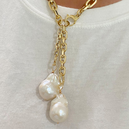 14K Gold Baroque Fireball Freshwater Cultured Pearl Pendant