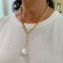14K Gold Baroque Fireball Freshwater Cultured Pearl Pendant