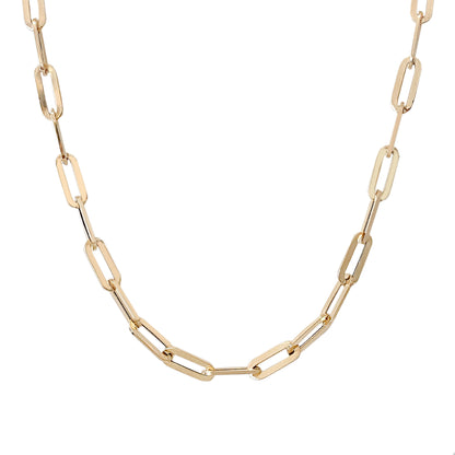 14K Gold Thick Elongated Flat Oval Link Chain Necklace, XL Size Link