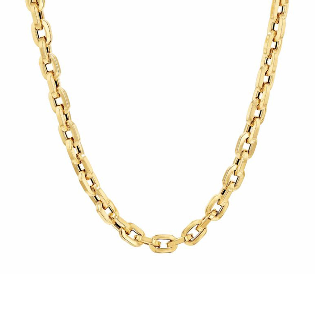 14K Gold Thick Flat Oval Link Necklace, Small Size Links ~ In Stock!